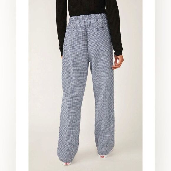 Free People NWT Kate Plaid Straight Leg Navy Size XS - Picture 5 of 13